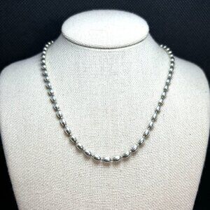 Vintage Sterling Silver 925 Oval Ball & Pin Chain Lobster Claw Clasp Size 18'' L